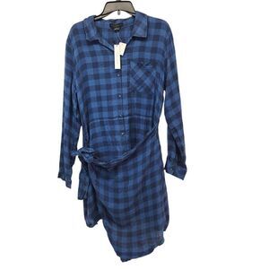 Sanctuary Size XL Womens Casual Woven Shirtdress Blue Linen Blend NWT